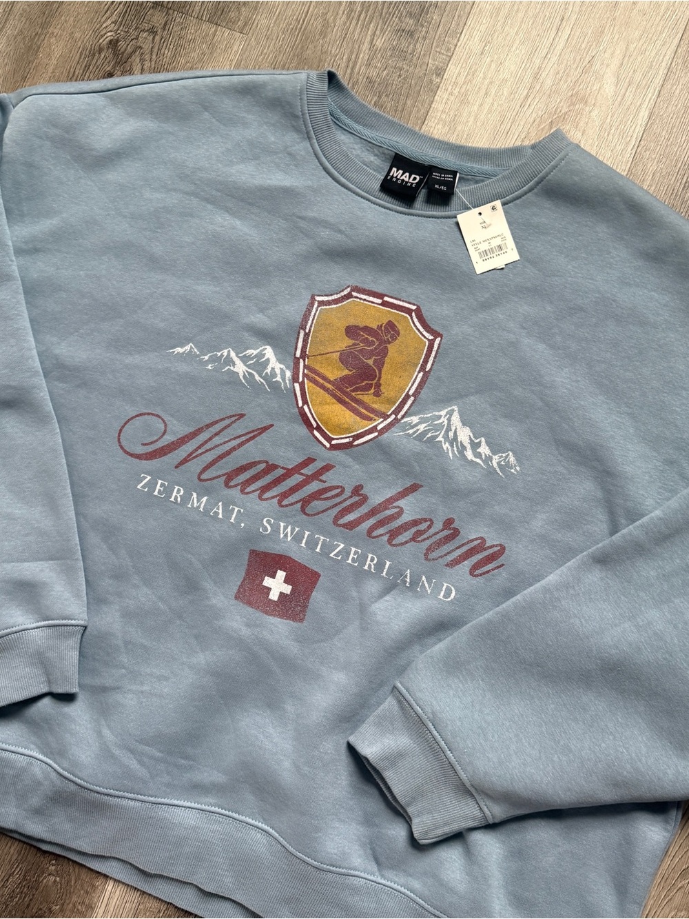 Mad Engine Women’s Crewneck Sweatshirt Blue XL Matterhorn Zermatt Graphic - 0149